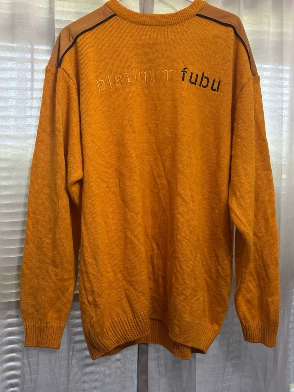 FUBU Platinum Men's Orange Crewneck Knit Sweater